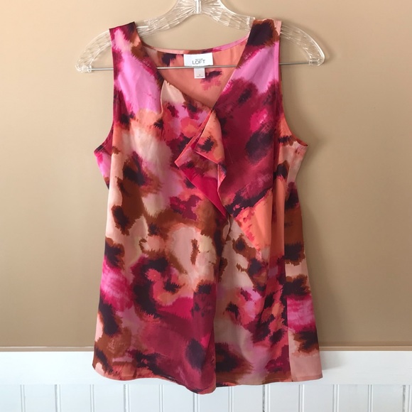 Ann Taylor Loft asymmetrical floral blouse, Size Small - Picture 3 of 7